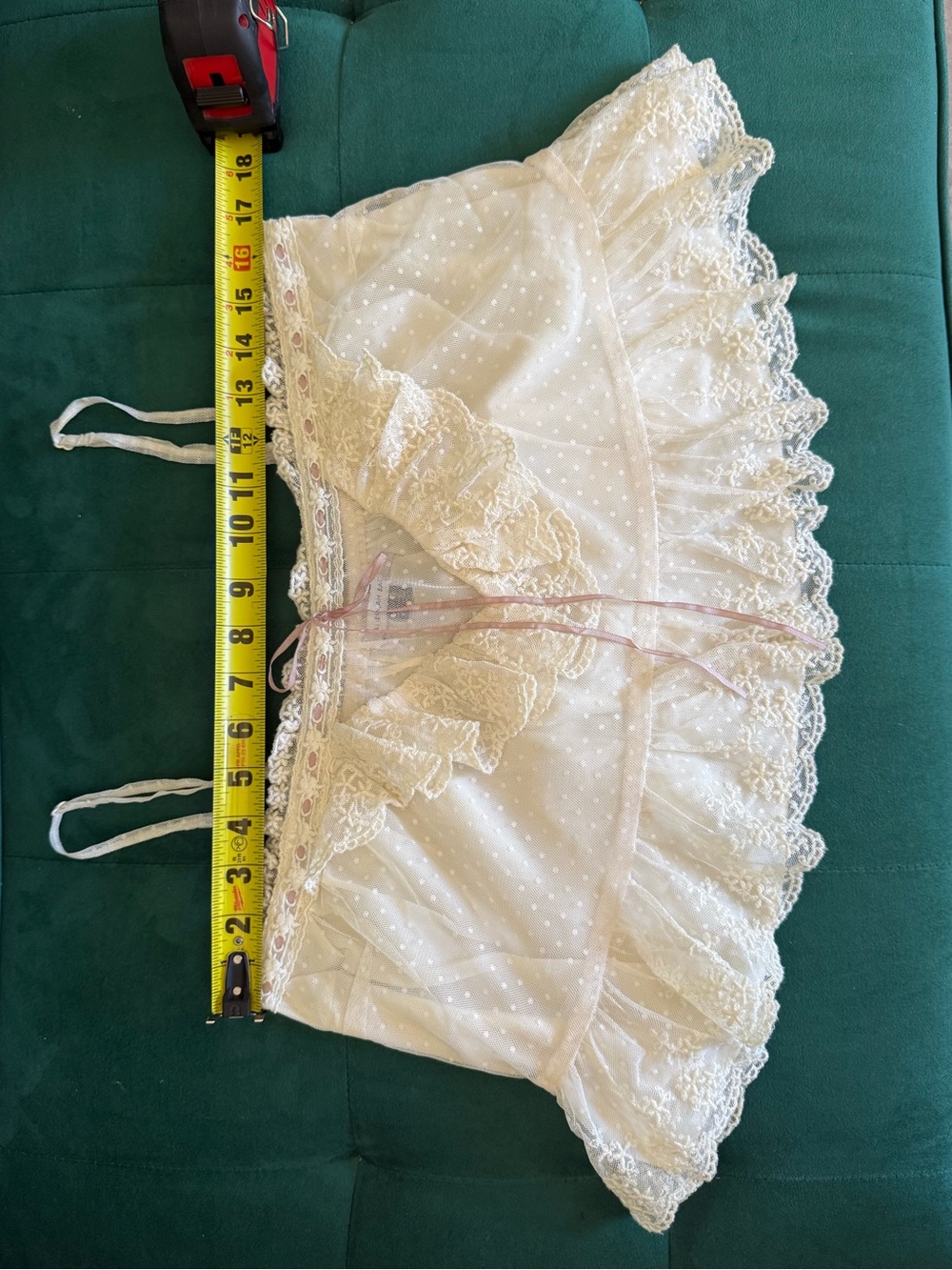 American Eagle Lace Ruffle Cropped Tank Top Small Cottagecore Coquette - Picture 10 of 11